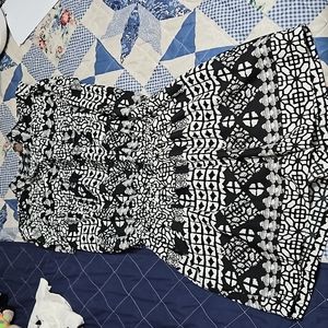 Speed Control Large Black And White Button Up Jumpsuit